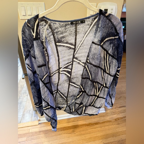 NIC+ZOE Abstract Print Drape-Front Cardigan — Size M - Picture 4 of 7